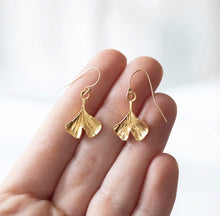 Load image into Gallery viewer, Gold Ginkgo Leaf Earrings