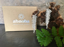 Load image into Gallery viewer, Silver Bracken Fern Drop Earrings