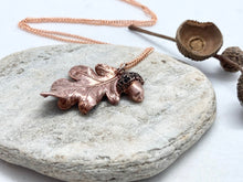 Load image into Gallery viewer, Copper Oak Leaf and Acorn Necklace