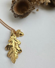 Load image into Gallery viewer, Gold Oak Leaf With Acorn Charm Necklace
