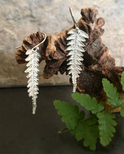 Load image into Gallery viewer, Silver Bracken Fern Drop Earrings
