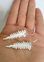 Load image into Gallery viewer, Silver Bracken Fern Drop Earrings
