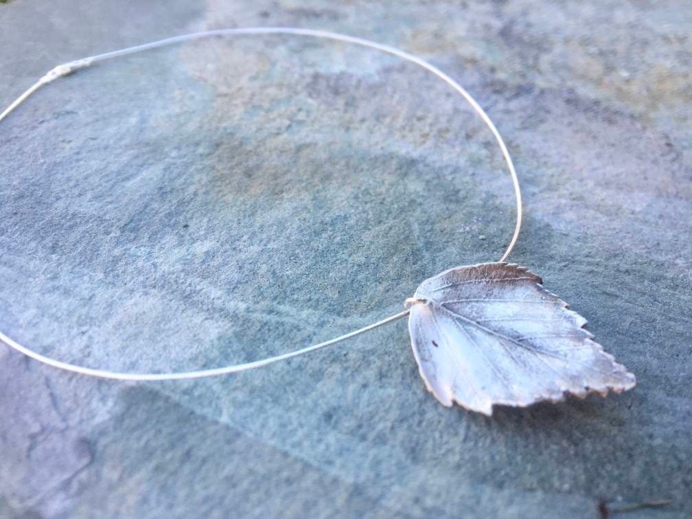 Sterling Silver Birch leaf Necklace