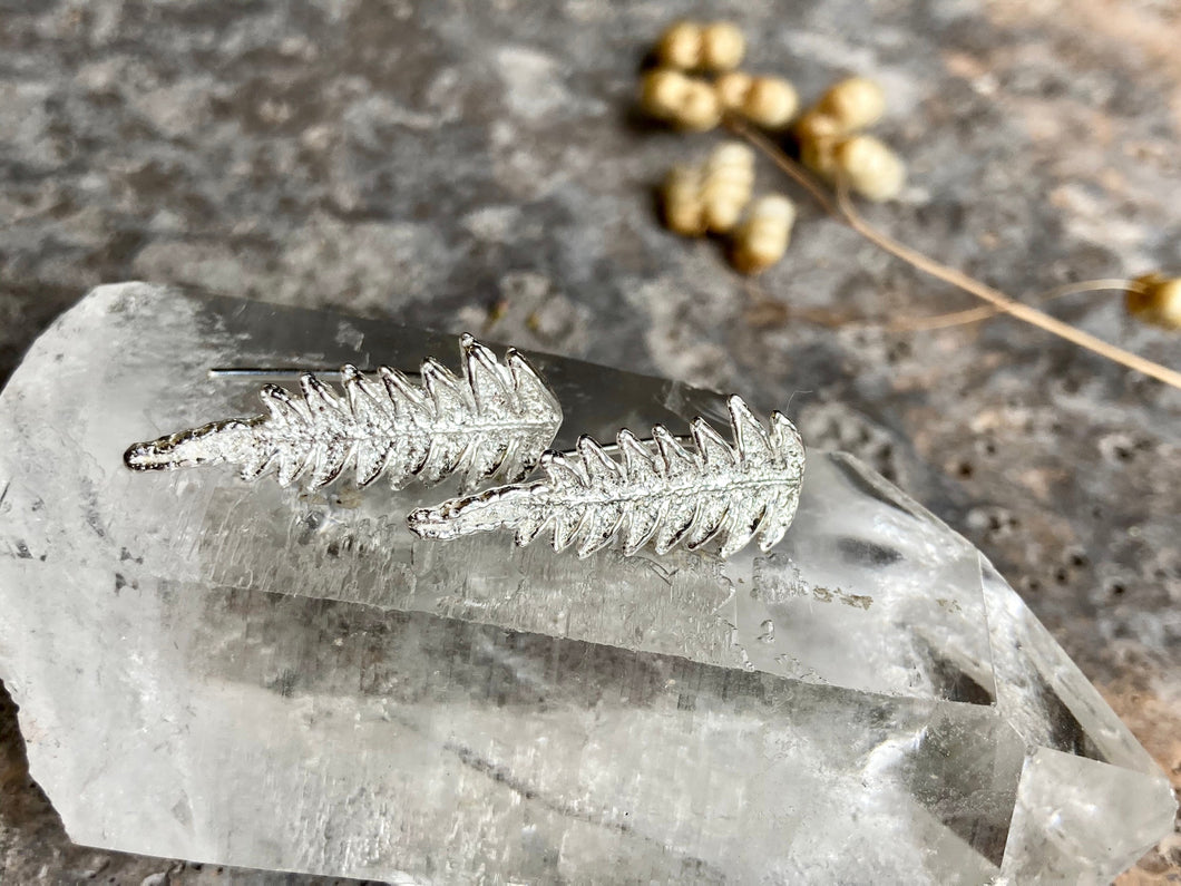 Silver Fern Ear Climbers/Drop Earrings