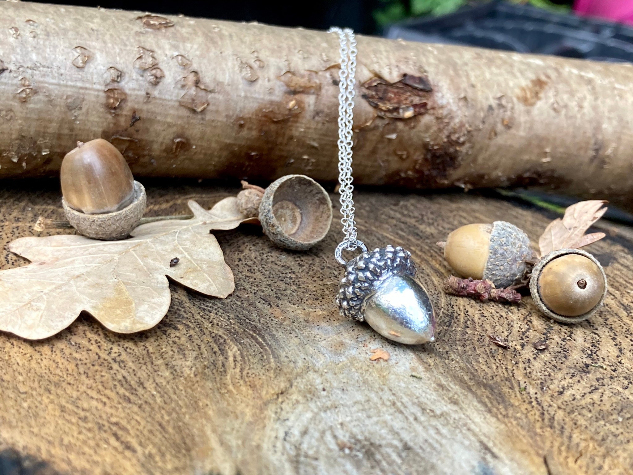 Solid Silver Acorn Necklace