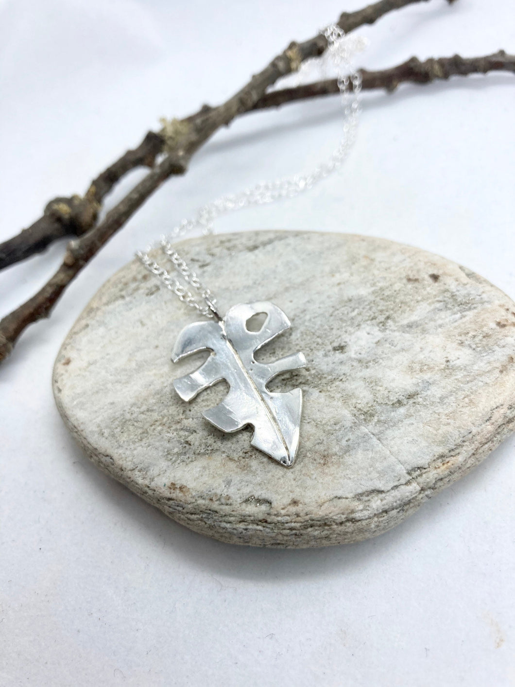 Silver Monstera Leaf Necklace