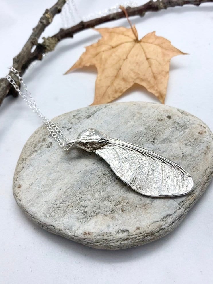 Silver Sycamore Seed Necklace