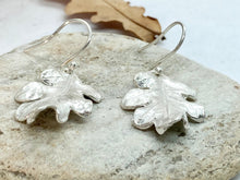 Load image into Gallery viewer, Silver Oak Leaf Drop Earrings
