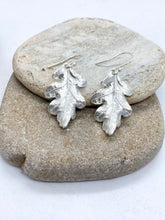 Load image into Gallery viewer, Silver Oak Leaf Drop Earrings
