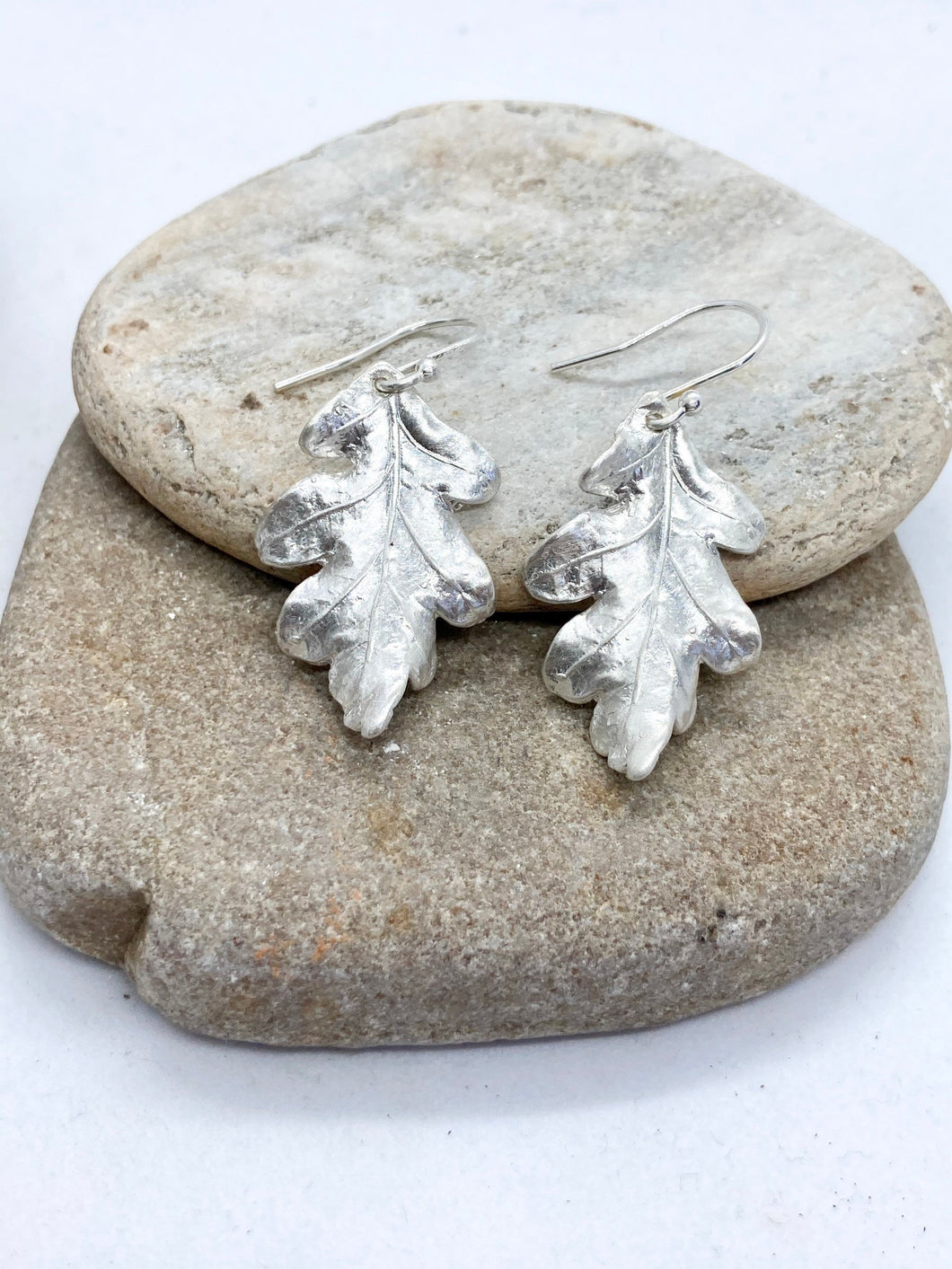Silver Oak Leaf Drop Earrings