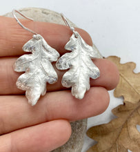 Load image into Gallery viewer, Silver Oak Leaf Drop Earrings
