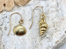 Load image into Gallery viewer, Mismatched Gold Shell Earrings
