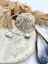 Load image into Gallery viewer, Silver Cockle Shell Hoop Earrings
