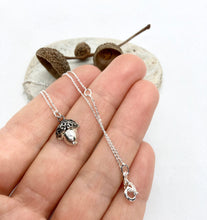 Load image into Gallery viewer, Tiny Silver Acorn Charm Necklace
