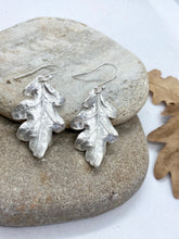 Load image into Gallery viewer, Silver Oak Leaf Drop Earrings
