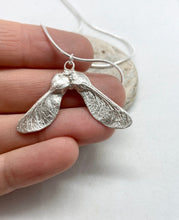 Load image into Gallery viewer, Small Silver Maple Seed Necklace
