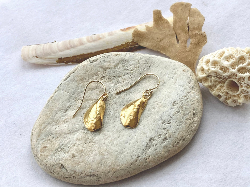 Gold Mussel Earrings