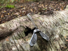 Load image into Gallery viewer, Silver Oxidised Matt Maple Seed Necklace
