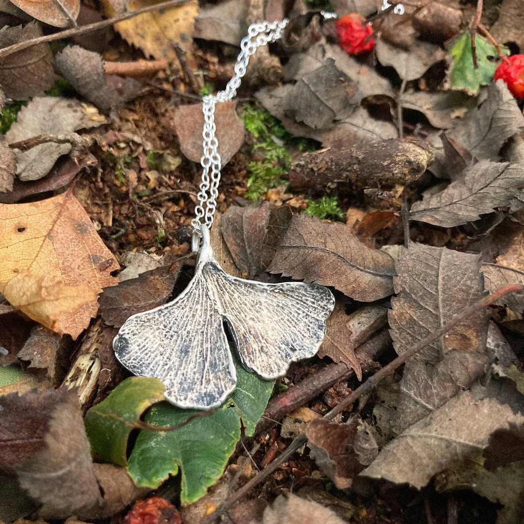 Silver Gingko Leaf Necklace