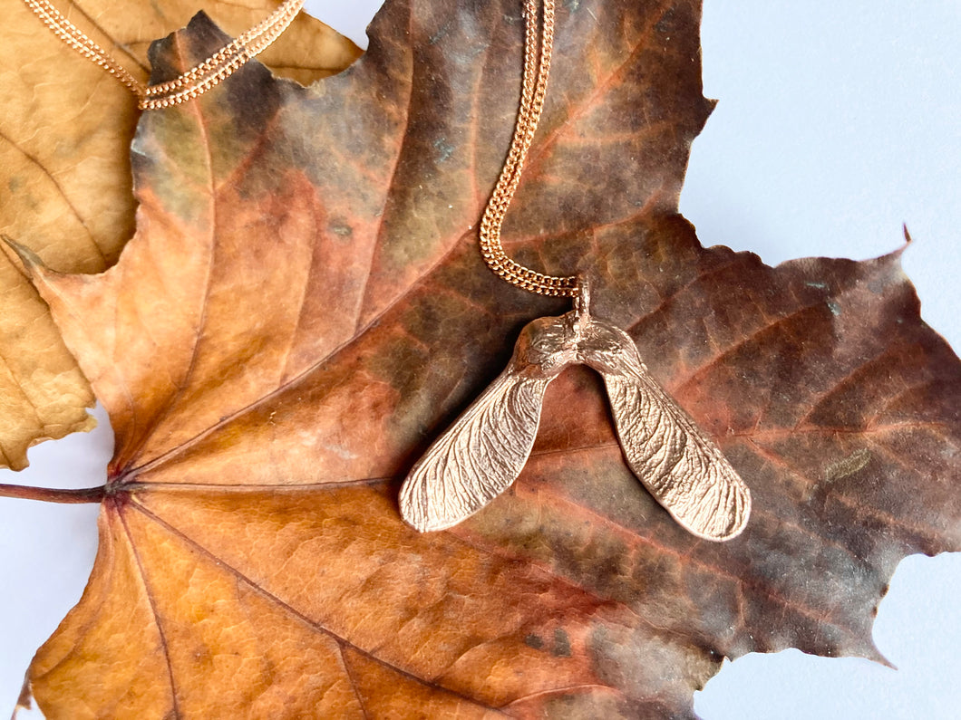 Copper Maple Seed Necklace